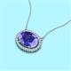 2 - Janet Oval Cut Lab Created Tanzanite and Round Diamond East West Halo Pendant Necklace 