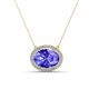 1 - Janet Oval Cut Lab Created Tanzanite and Round Diamond East West Halo Pendant Necklace 