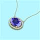 2 - Janet Oval Cut Lab Created Tanzanite and Round Diamond East West Halo Pendant Necklace 