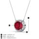 3 - Janet Oval Cut Lab Created Ruby and Round Diamond East West Halo Pendant Necklace 