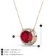 3 - Janet Oval Cut Lab Created Ruby and Round Diamond East West Halo Pendant Necklace 