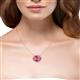 4 - Janet Oval Cut Pink Tourmaline and Round Diamond East West Halo Pendant Necklace 