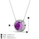 3 - Janet Oval Cut Amethyst and Round Diamond East West Halo Pendant Necklace 