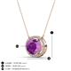 3 - Janet Oval Cut Amethyst and Round Diamond East West Halo Pendant Necklace 