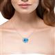 4 - Janet Oval Cut Blue Topaz and Round Diamond East West Halo Pendant Necklace 