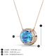 3 - Janet Oval Cut Blue Topaz and Round Diamond East West Halo Pendant Necklace 