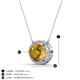 3 - Janet Oval Cut Citrine and Round Diamond East West Halo Pendant Necklace 