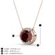 3 - Janet Oval Cut Red Garnet and Round Diamond East West Halo Pendant Necklace 