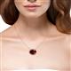 4 - Janet Oval Cut Red Garnet and Round Diamond East West Halo Pendant Necklace 