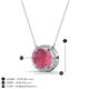 3 - Janet Oval Cut Rhodolite Garnet and Round Diamond East West Halo Pendant Necklace 