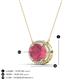 3 - Janet Oval Cut Rhodolite Garnet and Round Diamond East West Halo Pendant Necklace 