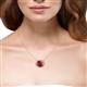 4 - Janet Oval Cut Rhodolite Garnet and Round Diamond East West Halo Pendant Necklace 