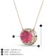 3 - Janet Oval Cut Rhodolite Garnet and Round Diamond East West Halo Pendant Necklace 