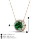 3 - Janet Oval Cut Lab Created Emerald and Round Diamond East West Halo Pendant Necklace 