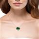 4 - Janet Oval Cut Lab Created Emerald and Round Diamond East West Halo Pendant Necklace 