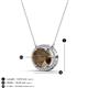 3 - Janet Oval Cut Smoky Quartz and Round Diamond East West Halo Pendant Necklace 