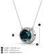 3 - Janet Oval Cut London Blue Topaz and Round Diamond East West Halo Pendant Necklace 