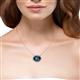 4 - Janet Oval Cut London Blue Topaz and Round Diamond East West Halo Pendant Necklace 