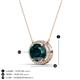 3 - Janet Oval Cut London Blue Topaz and Round Diamond East West Halo Pendant Necklace 