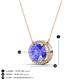 3 - Janet Oval Cut Lab Created Tanzanite and Round Diamond East West Halo Pendant Necklace 