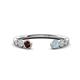1 - Makena Red Garnet and Aquamarine Open Wedding Band 