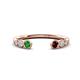 1 - Makena Green Garnet and Red Garnet Open Wedding Band 
