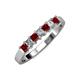 3 - Evia 3.00 mm Red Garnet and Diamond Wedding Band 
