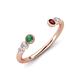4 - Makena Created Alexandrite and Red Garnet Open Wedding Band 