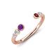 4 - Makena Amethyst and Red Garnet Open Wedding Band 