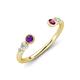 4 - Makena Amethyst and Rhodolite Garnet Open Wedding Band 