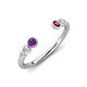 4 - Makena Amethyst and Rhodolite Garnet Open Wedding Band 