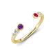 4 - Makena Amethyst and Ruby Open Wedding Band 