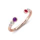 4 - Makena Amethyst and Ruby Open Wedding Band 