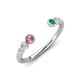 4 - Makena Pink Tourmaline and Emerald Open Wedding Band 