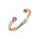 4 - Makena Pink Tourmaline and Green Garnet Open Wedding Band 