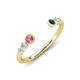 4 - Makena Pink Tourmaline and Blue Diamond Open Wedding Band 