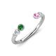 4 - Makena Green Garnet and Pink Sapphire Open Wedding Band 