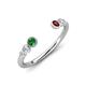 4 - Makena Green Garnet and Red Garnet Open Wedding Band 