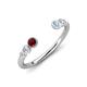 4 - Makena Red Garnet and Aquamarine Open Wedding Band 