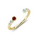 4 - Makena Red Garnet and Aquamarine Open Wedding Band 