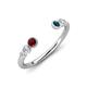 4 - Makena Red Garnet and Blue Diamond Open Wedding Band 