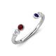 4 - Makena Red Garnet and Blue Sapphire Open Wedding Band 