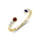 4 - Makena Red Garnet and Blue Sapphire Open Wedding Band 