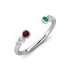 4 - Makena Red Garnet and Emerald Open Wedding Band 