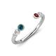 4 - Makena Blue Diamond and Red Garnet Open Wedding Band 