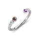4 - Makena Smoky Quartz and Amethyst Open Wedding Band 