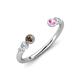 4 - Makena Smoky Quartz and Pink Sapphire Open Wedding Band 