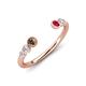 4 - Makena Smoky Quartz and Ruby Open Wedding Band 