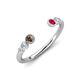 4 - Makena Smoky Quartz and Ruby Open Wedding Band 