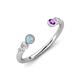 4 - Makena Aquamarine and Amethyst Open Wedding Band 